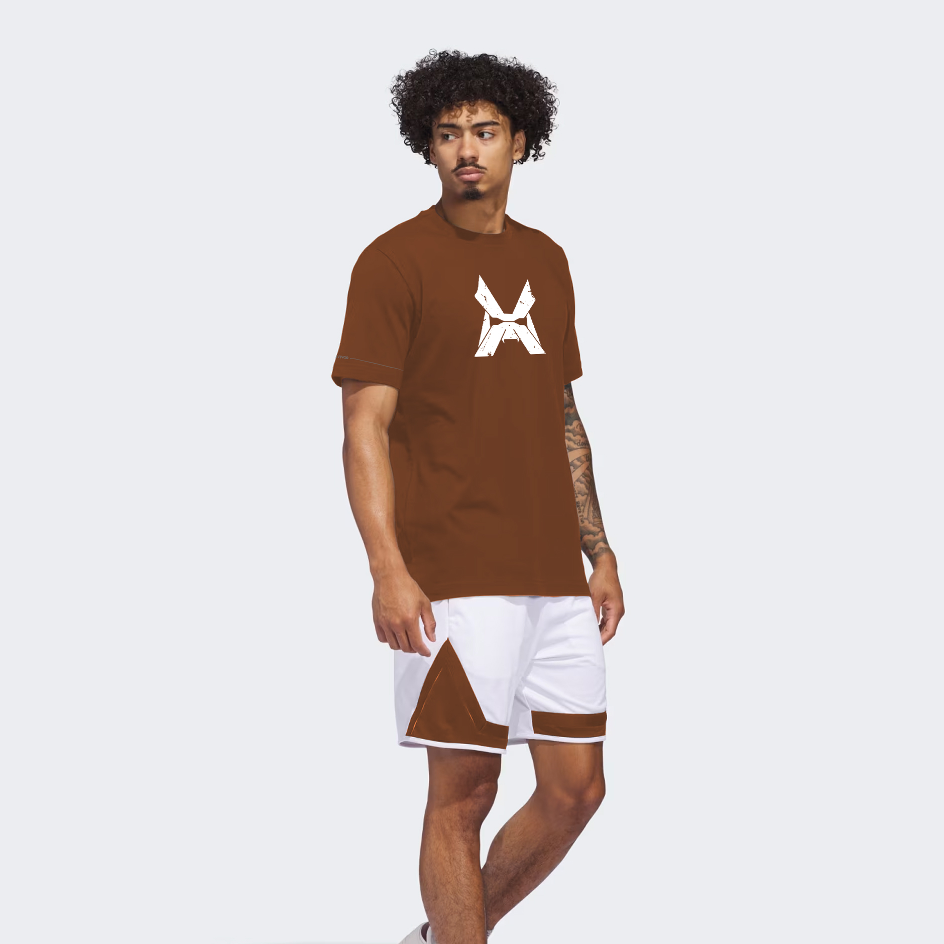 XTRD Men's Survivor Workout Cotton T Leather Brown 03 Men's Survivor Workout Cotton T-Shirt - Image 7